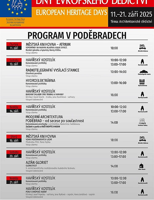 Dny evropského dědictví přinesou do Nymburka a Poděbrad historické zážitky i kulturní program